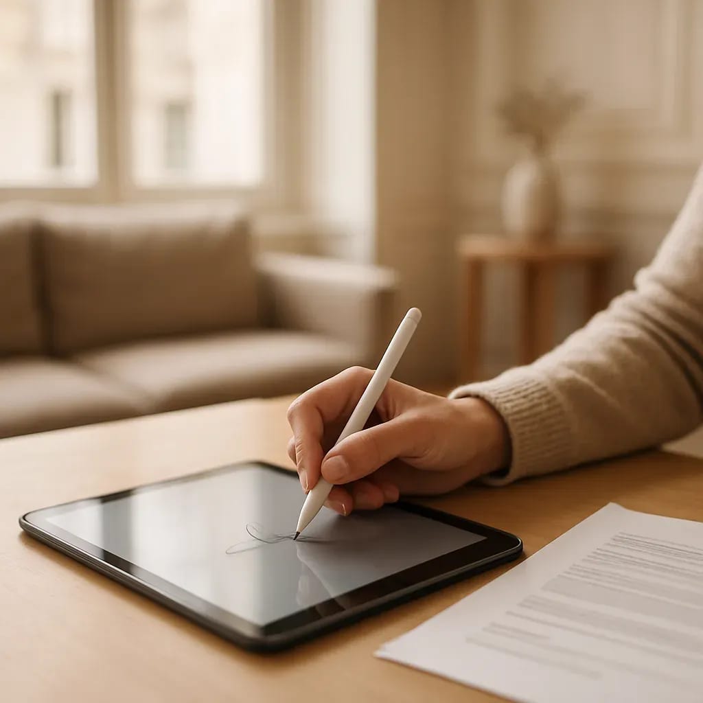 Interface de création de bail Brik avec signature électronique